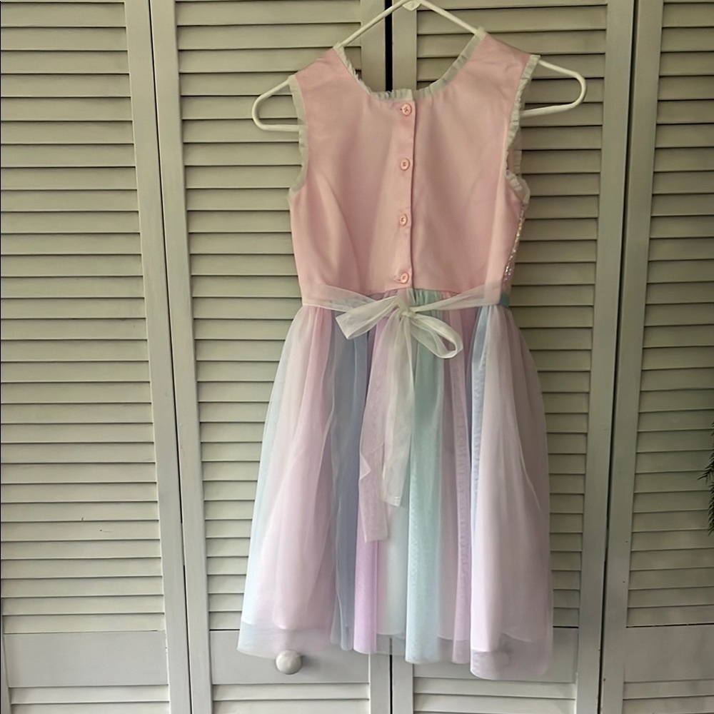 Jona Michelle Pink and Blue Embellished Tiered Dress - Picture 2 of 3